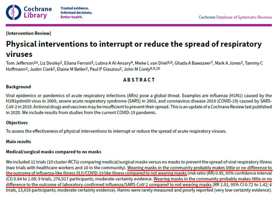 Mask research: Physical Interventions to Interrupt or Reduce the Spread of Respiratory Viruses.